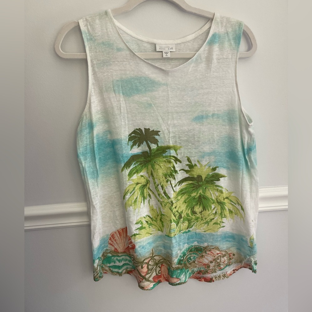 J Jill Love Linen tropical sleeveless tank S tall oversized